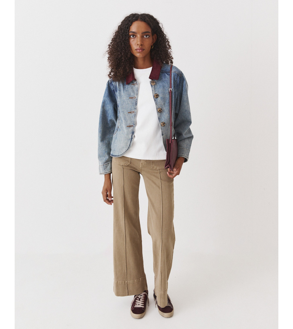 CHAQUETA DENIM CUELLO PANA MANGA MURCIÉLAGO | MULAYA