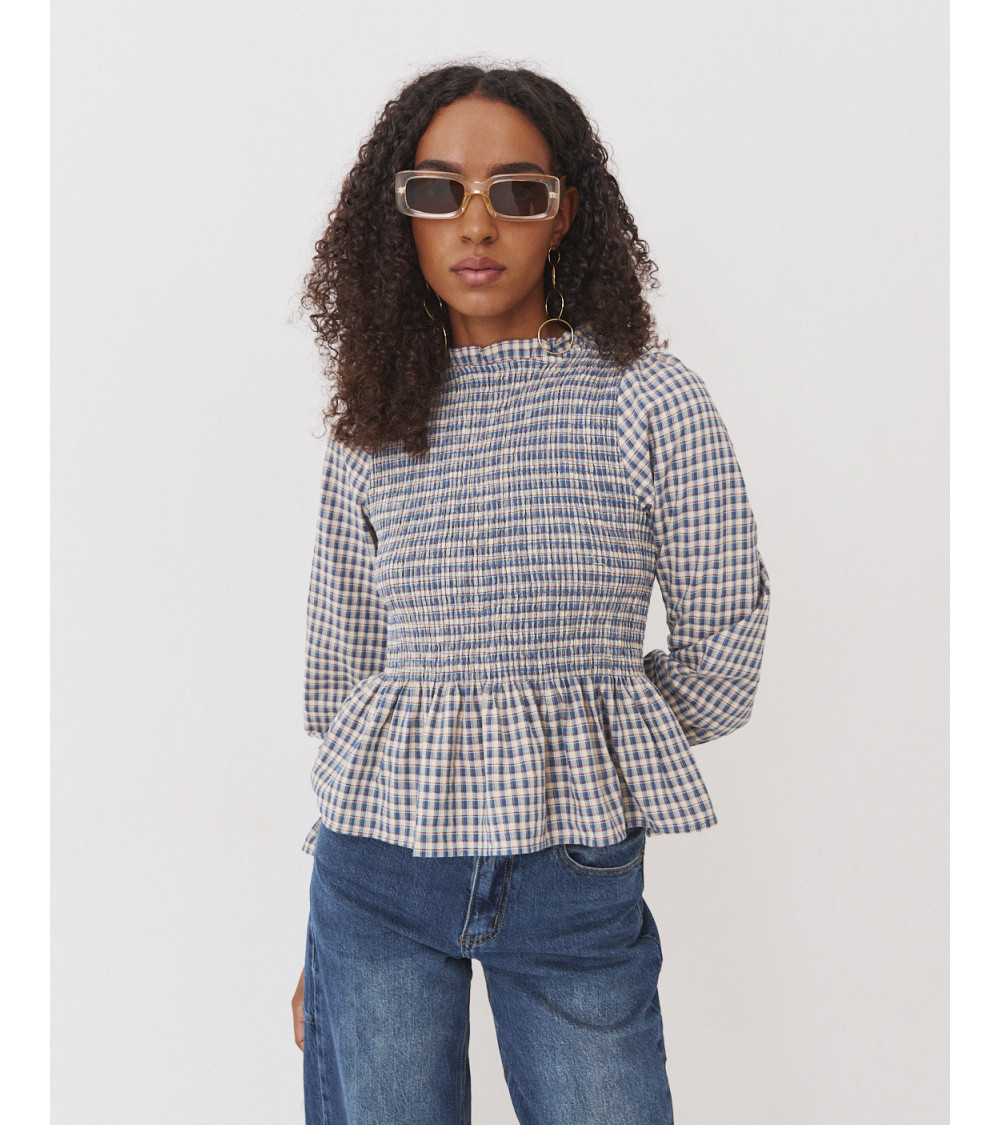 BLUSA NIDO ABEJA PEPLUM VOLANTES MANGA LARGA | MULAYA