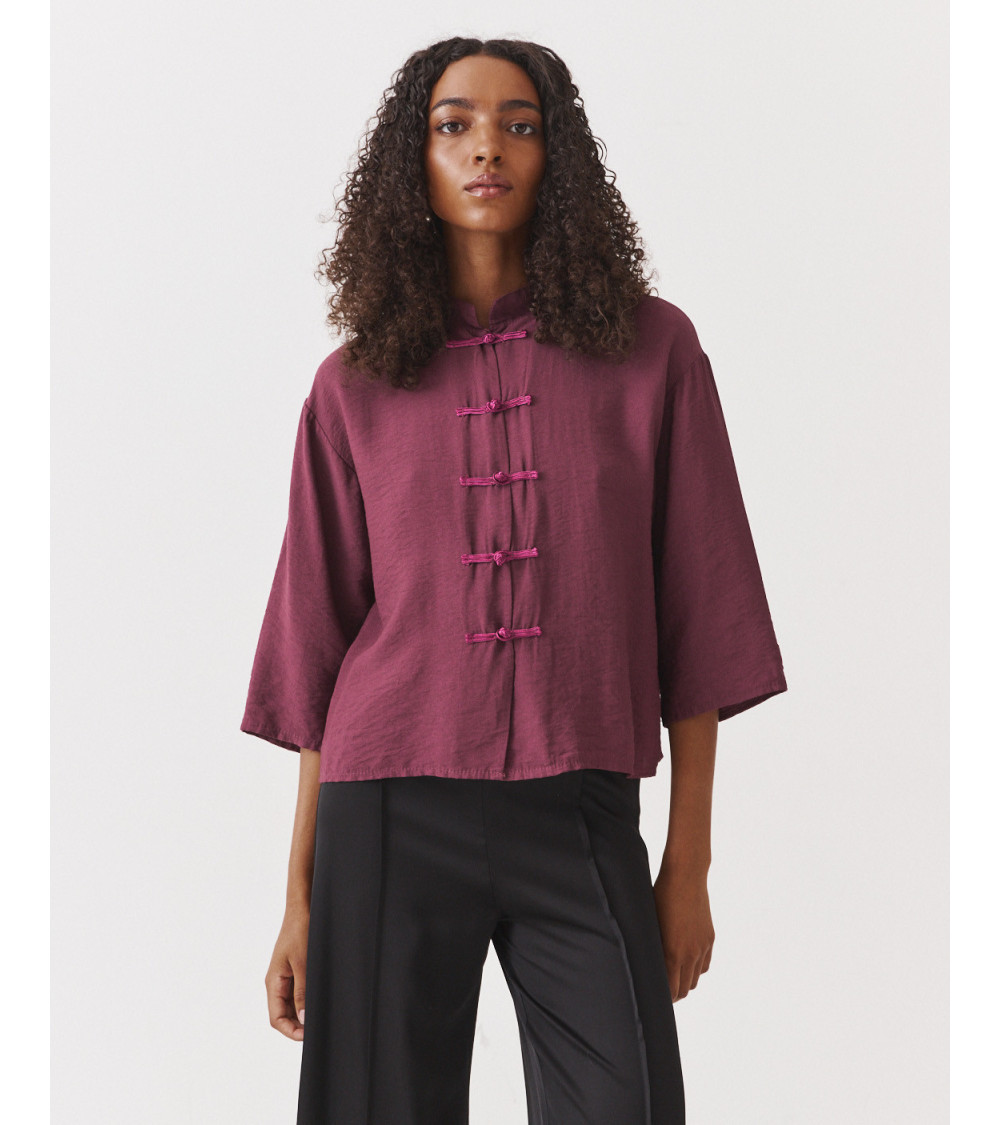 BLUSA QIPAO CUELLO MAO MANGA FRANCESA | MULAYA
