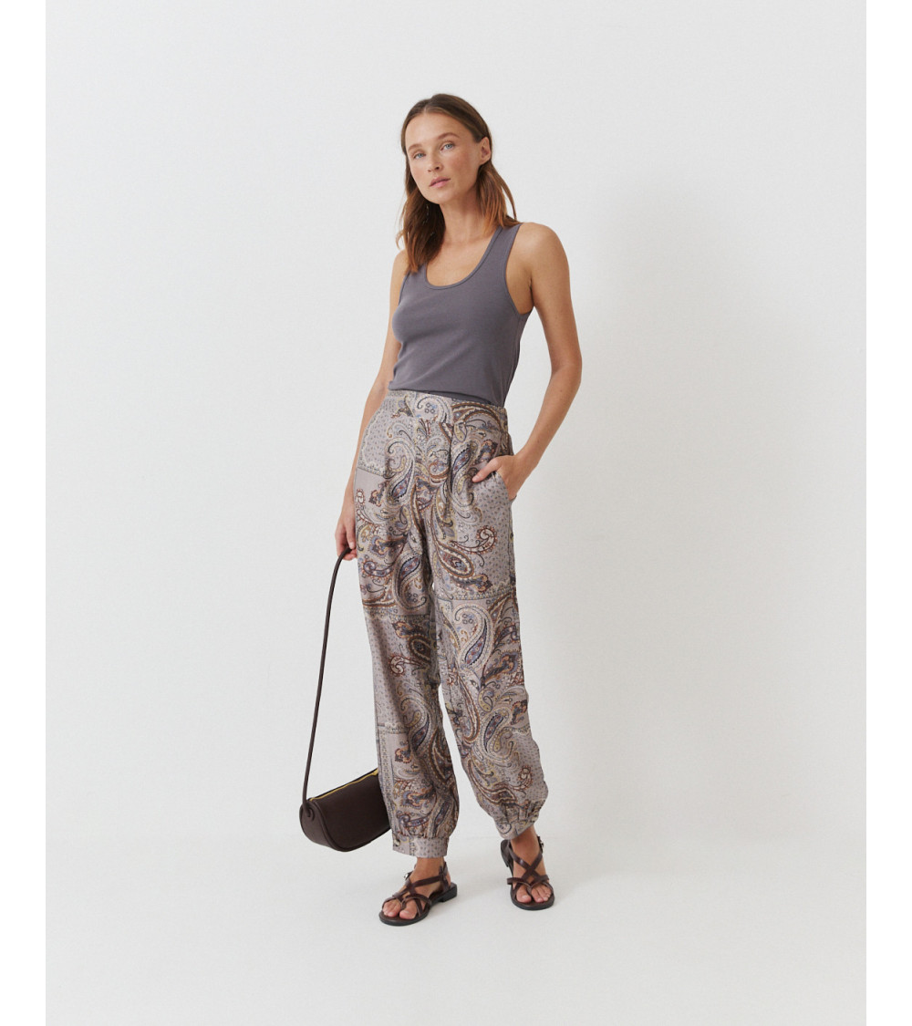 PANTALÓN BOMBACHO PAISLEY CON BANDA BOTÓN | MULAYA