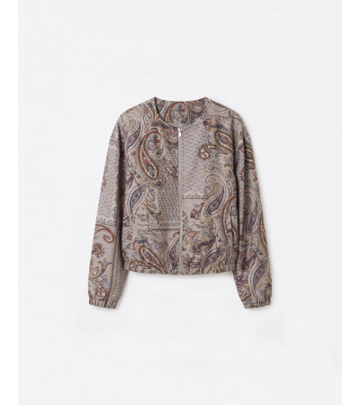 CHAQUETA ESTAMPADA PAISLEY CREMALLERA ELÁSTICO | MULAYA