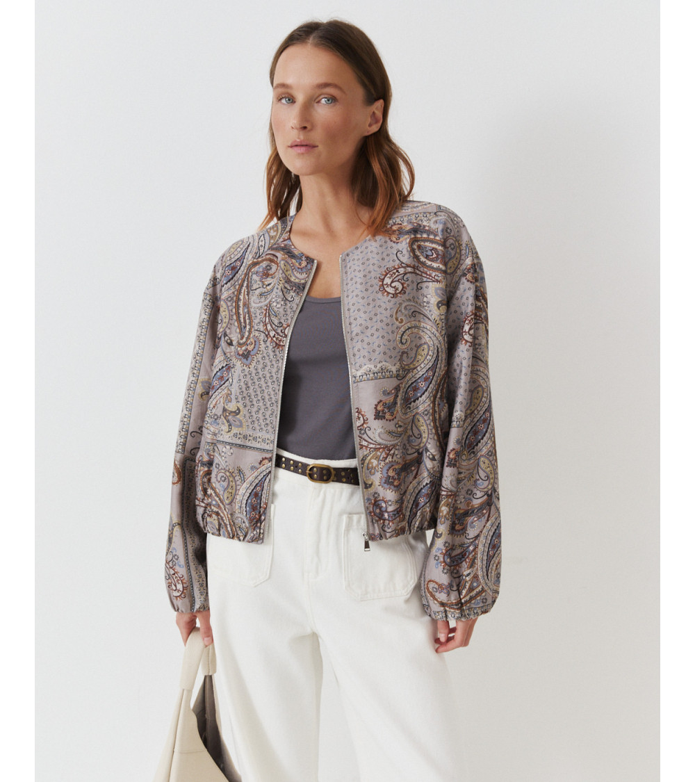 CHAQUETA ESTAMPADA PAISLEY CREMALLERA ELÁSTICO | MULAYA