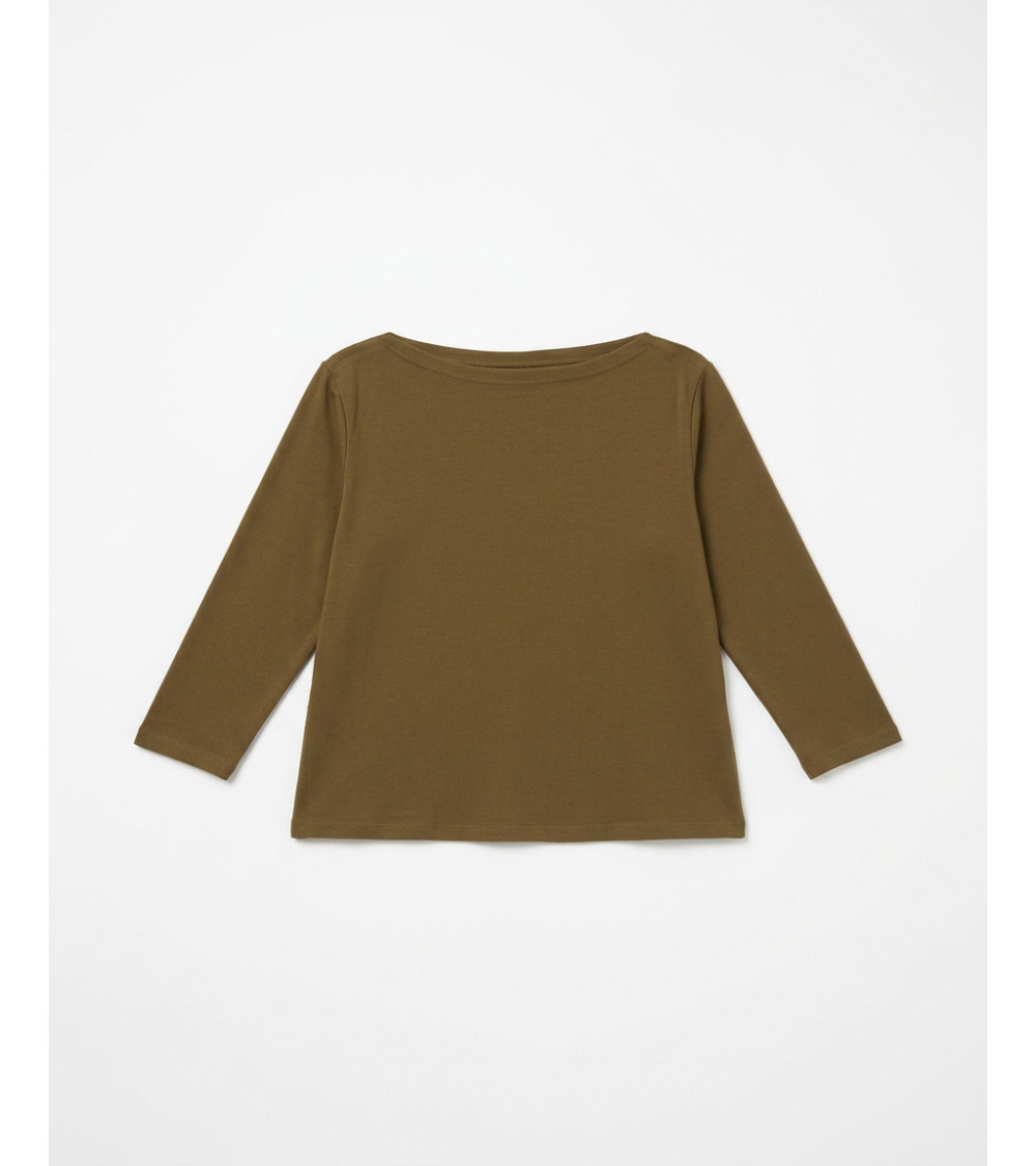 CAMISETA MANGA FRANCESA CUELLO BARCO ALGODÓN | MULAYA