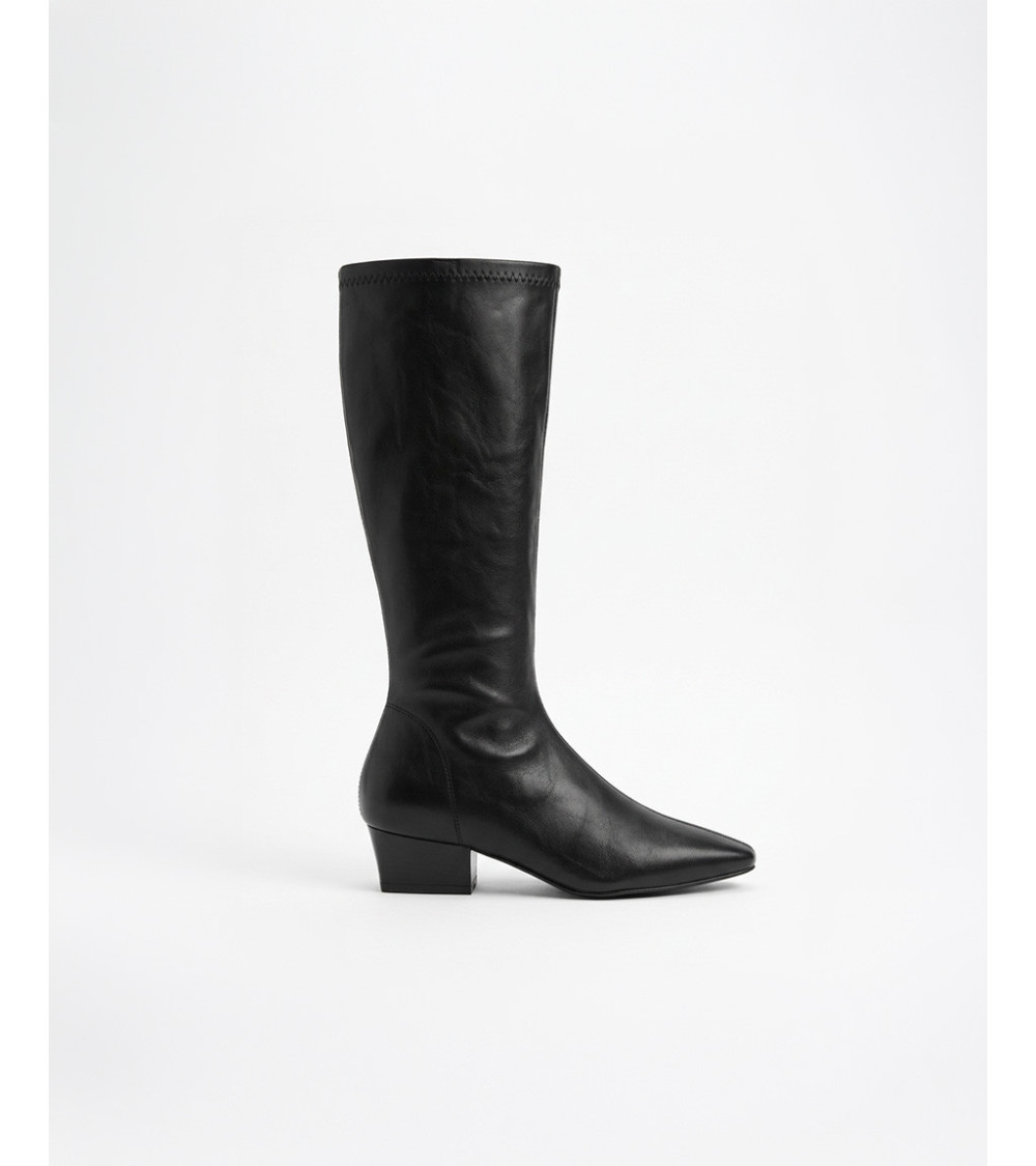 BOTAS ALTAS EFECTO PIEL TACÓN 4CM | MULAYA
