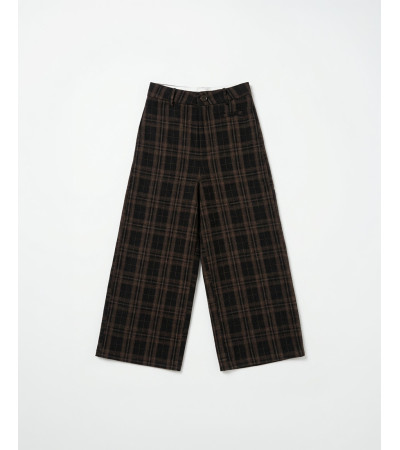 PANTALÓN WIDE LEG CUADROS TARTAN LANA | MULAYA