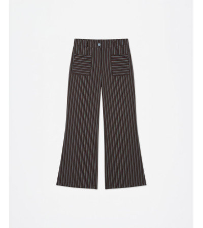 PANTALÓN FLARE RAYAS A CONTRASTE BOLSILLOS | MULAYA