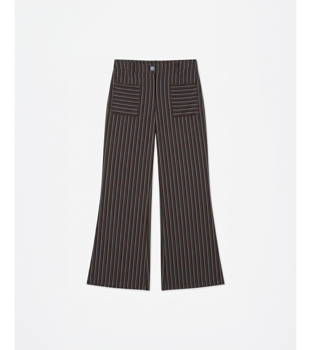 PANTALÓN FLARE RAYAS A CONTRASTE BOLSILLOS | MULAYA