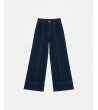JEANS WIDE LEG CON COSTURAS Y DOBLEZ ANCHO | MULAYA