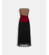 VESTIDO PALABRA HONOR PANELES MULTICOLOR FRUNCES | MULAYA