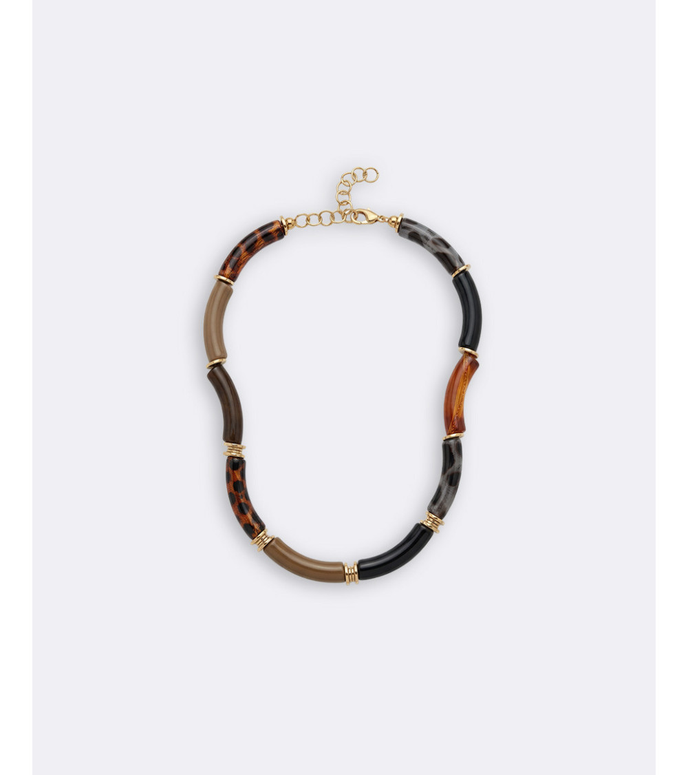GARGANTILLA TUBOS RESINA MULTICOLOR METAL | MULAYA