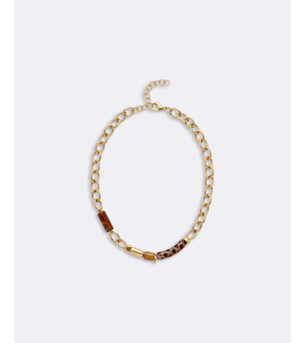 COLLAR CORTO ESLABONES RESINA ACERO | MULAYA