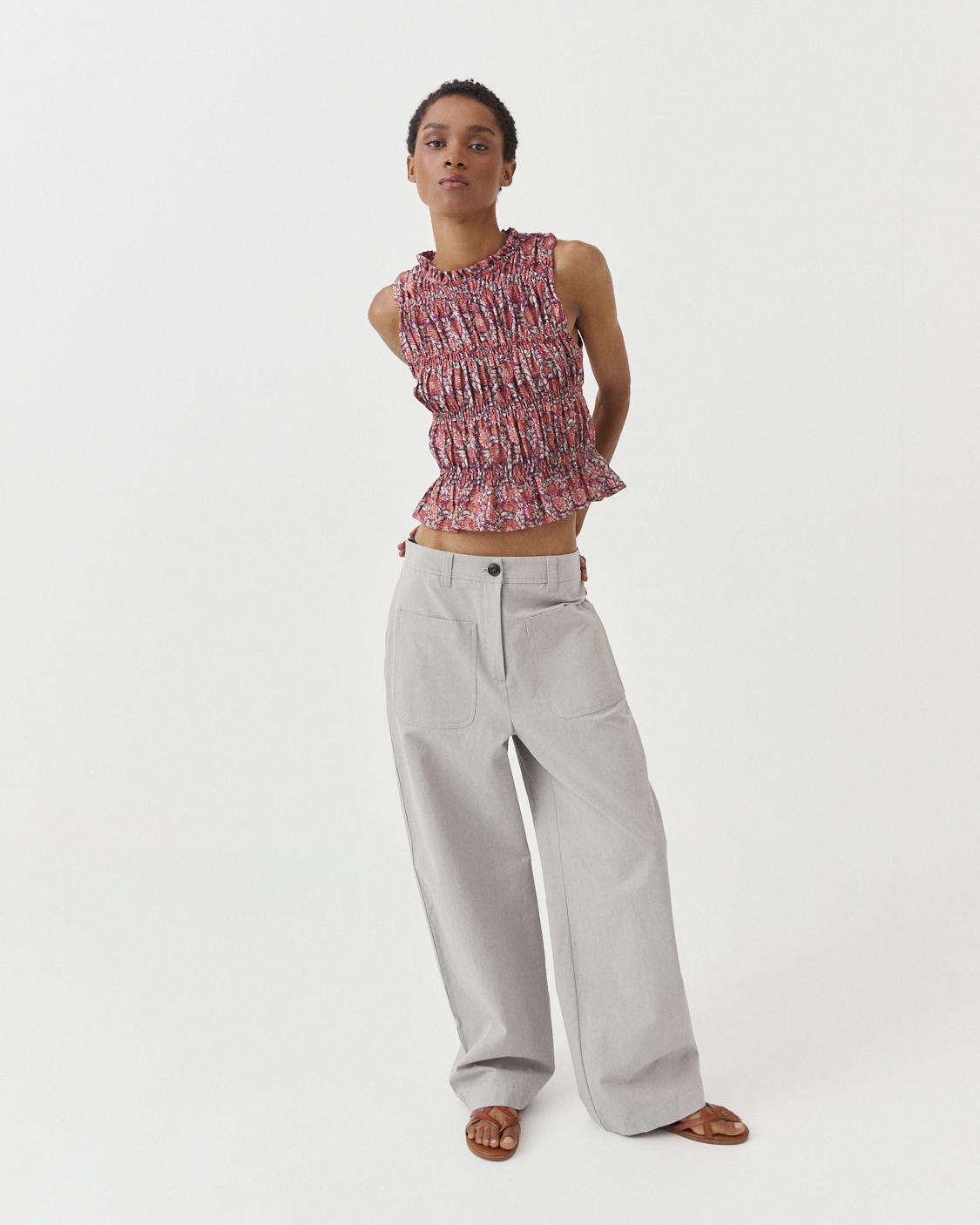 RUFFLED PRINTED TOP