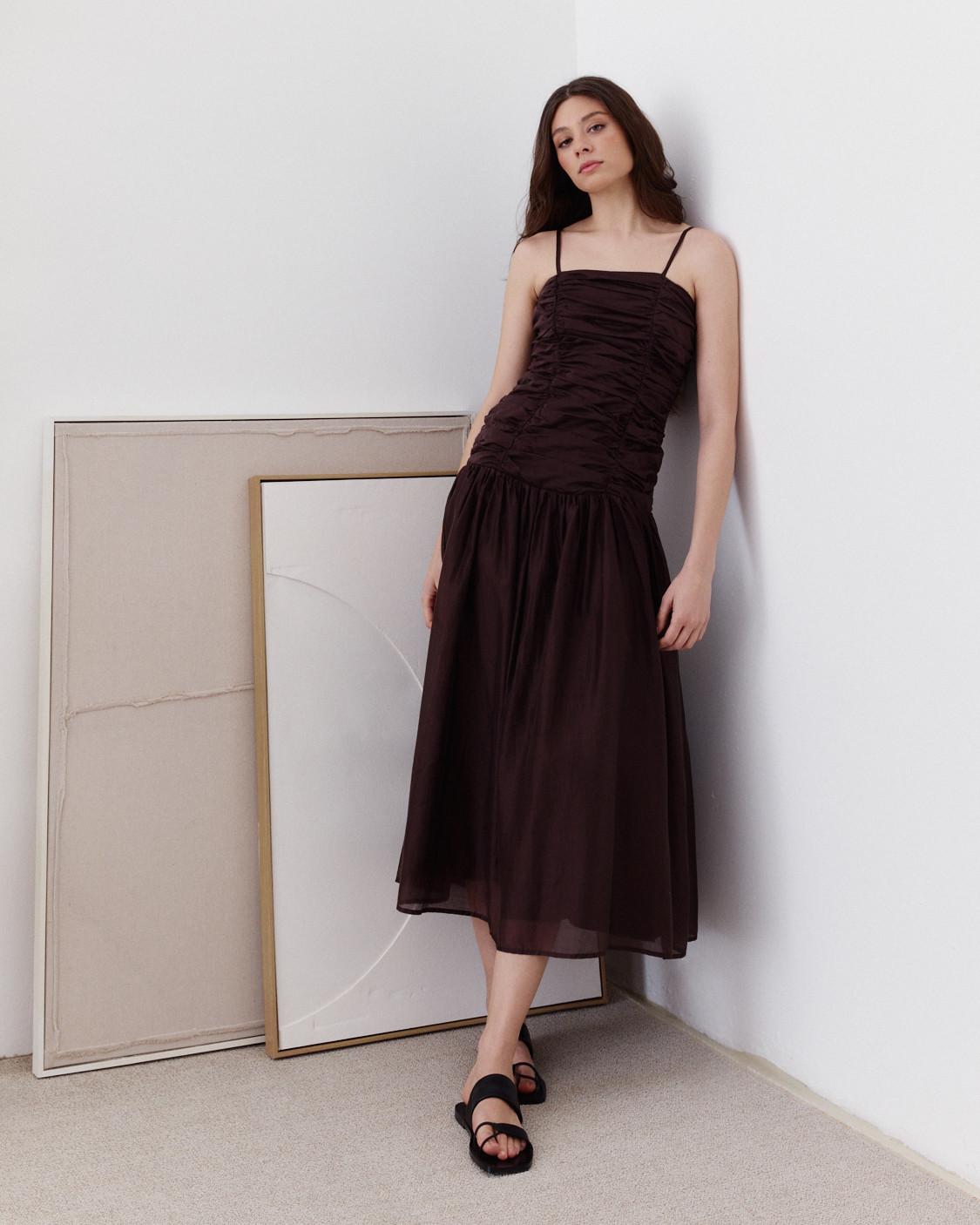 VESTIDO MIDI FRUNCIDO