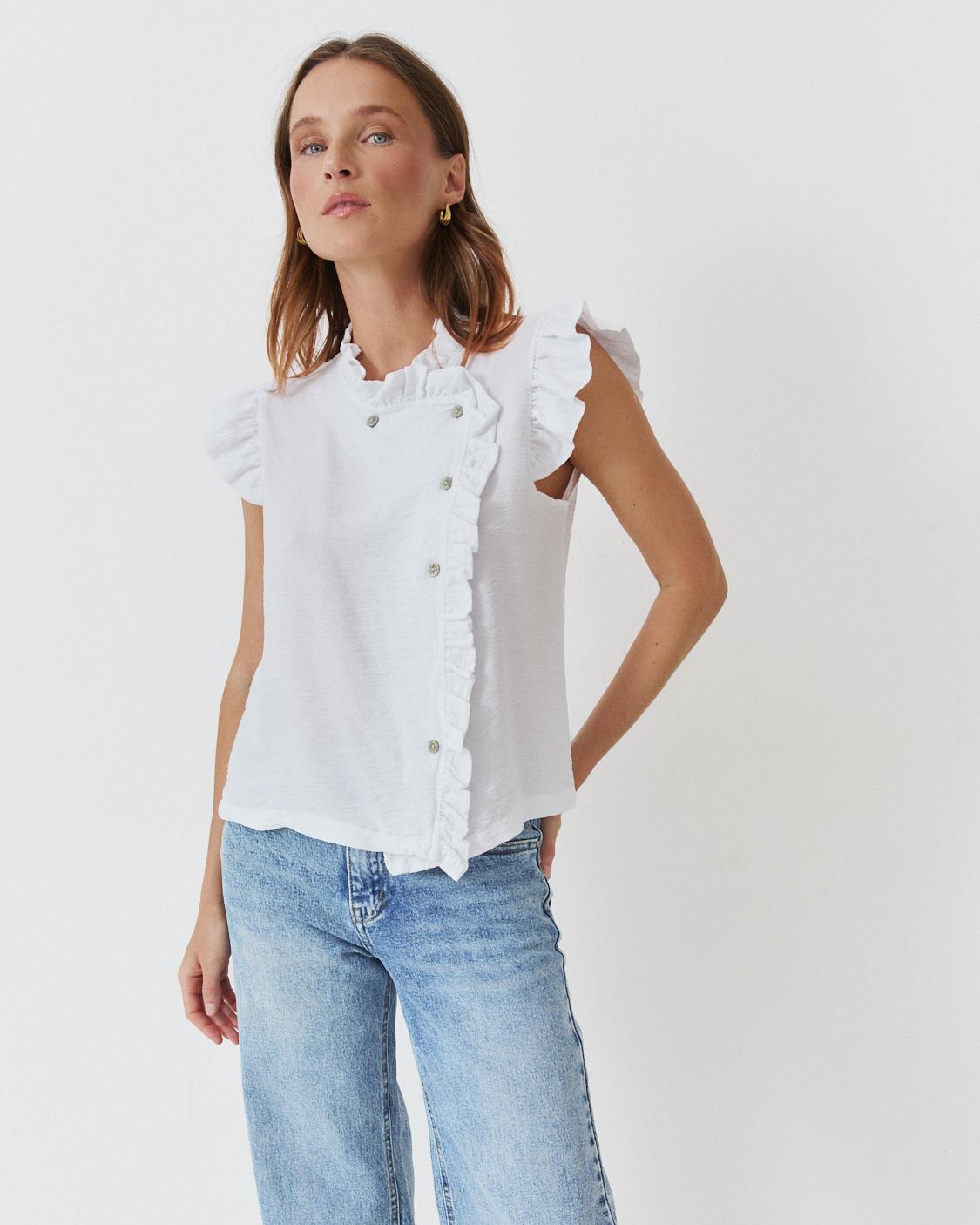 BLUSA MINI VOLANTES BOTONES