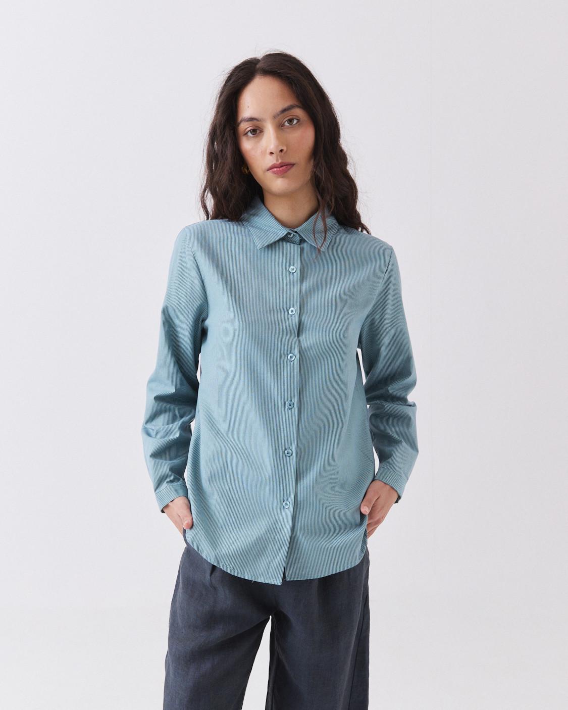 GARMENT-DYED STRIPED SHIRT
