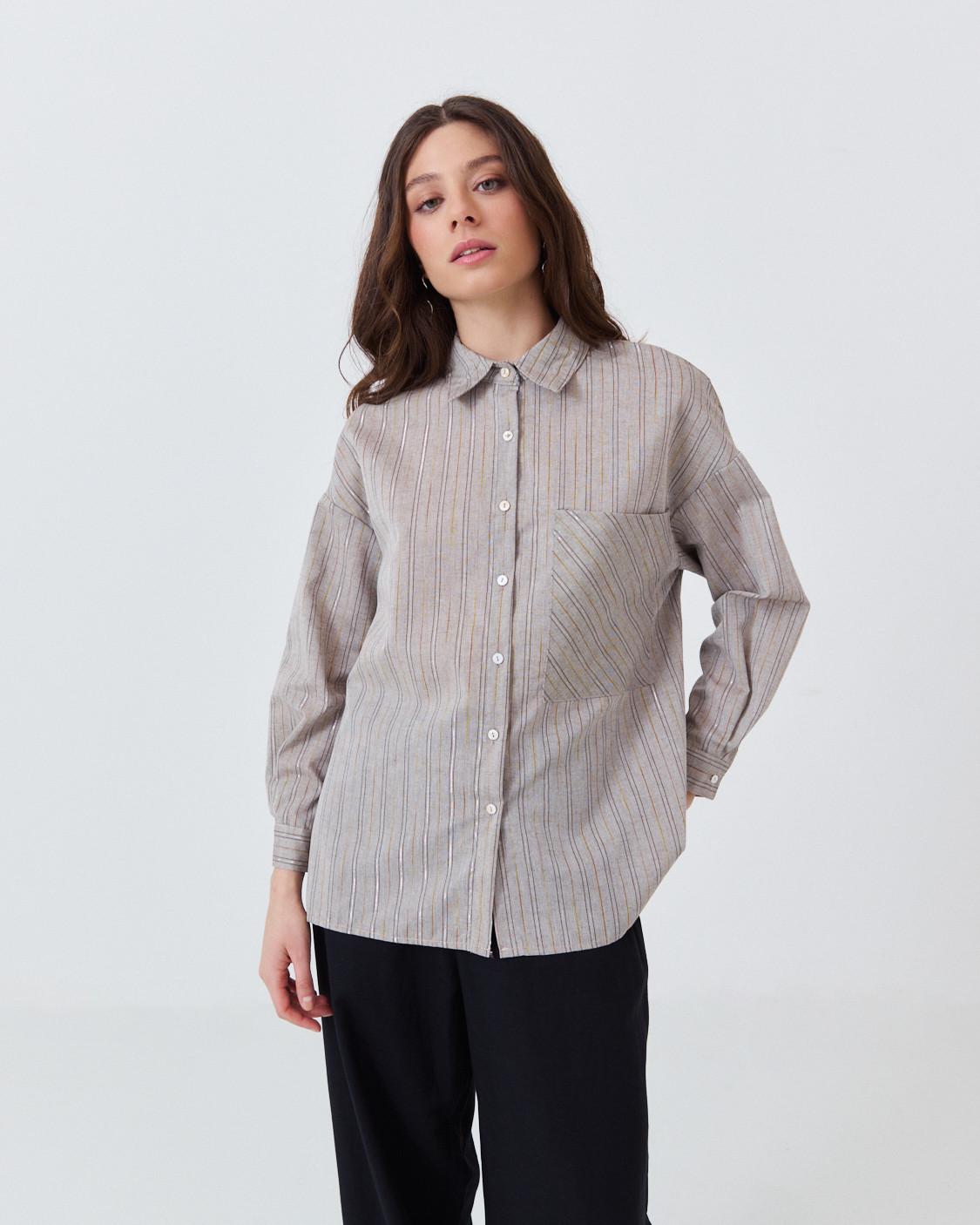STRIPED SEQUIN SHIRT
