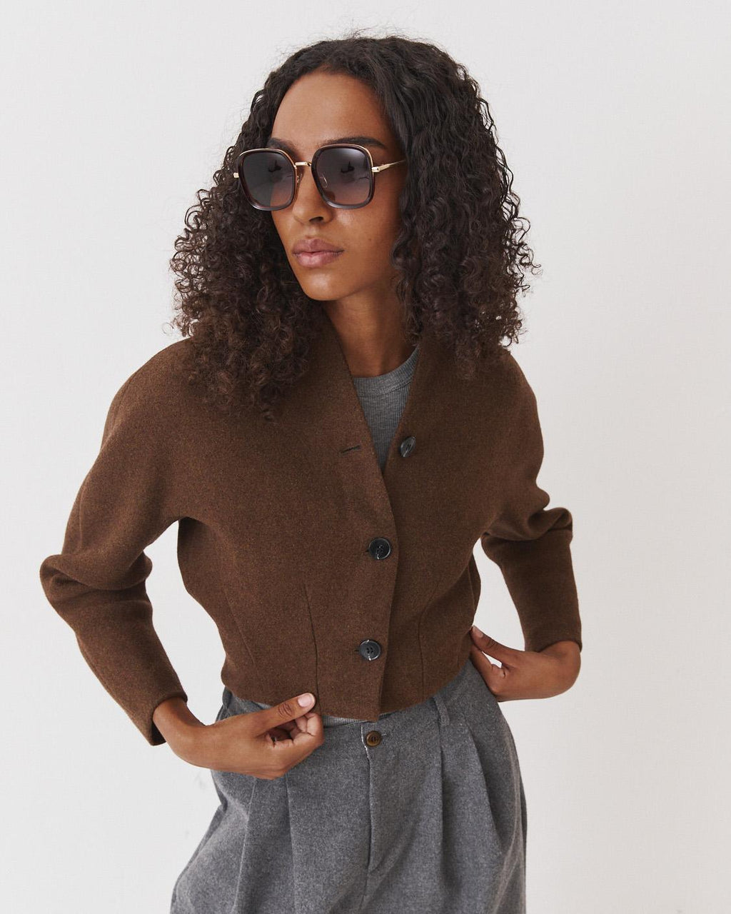 CHAQUETA CROP CON LANA