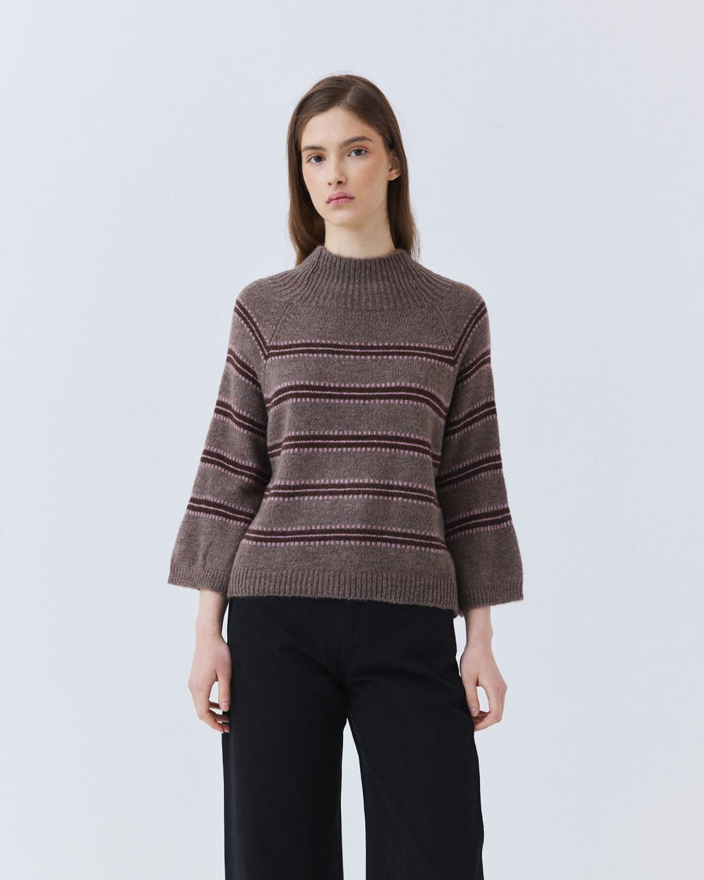 STRIPED RAGLAN-SLEEVE SWEATER