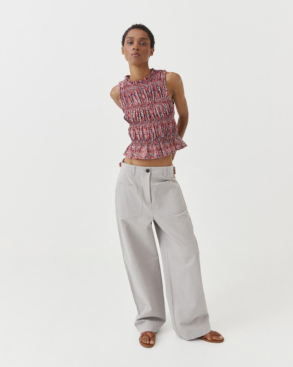 RUFFLED PRINTED TOP
