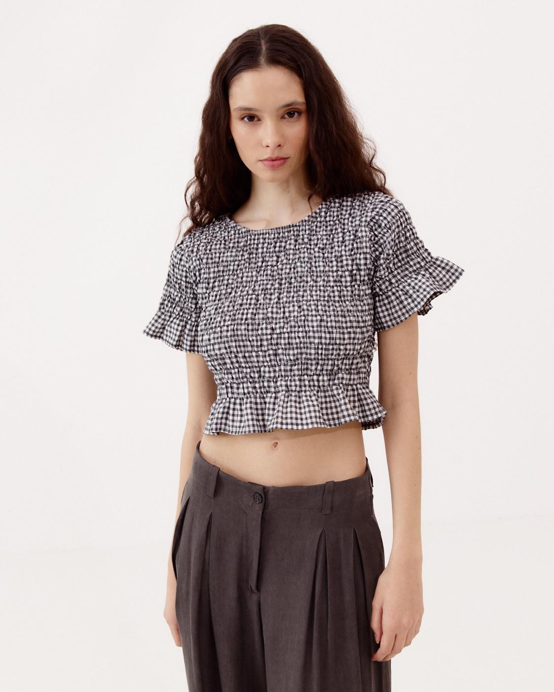 CROP TOP ESTAMPADO FRUNCIDO