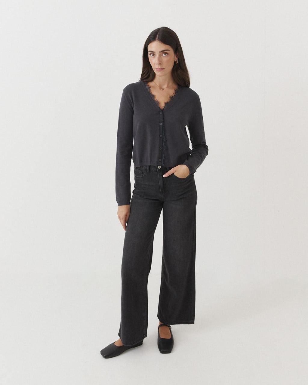 CARDIGAN CUELLO PICO ENCAJE