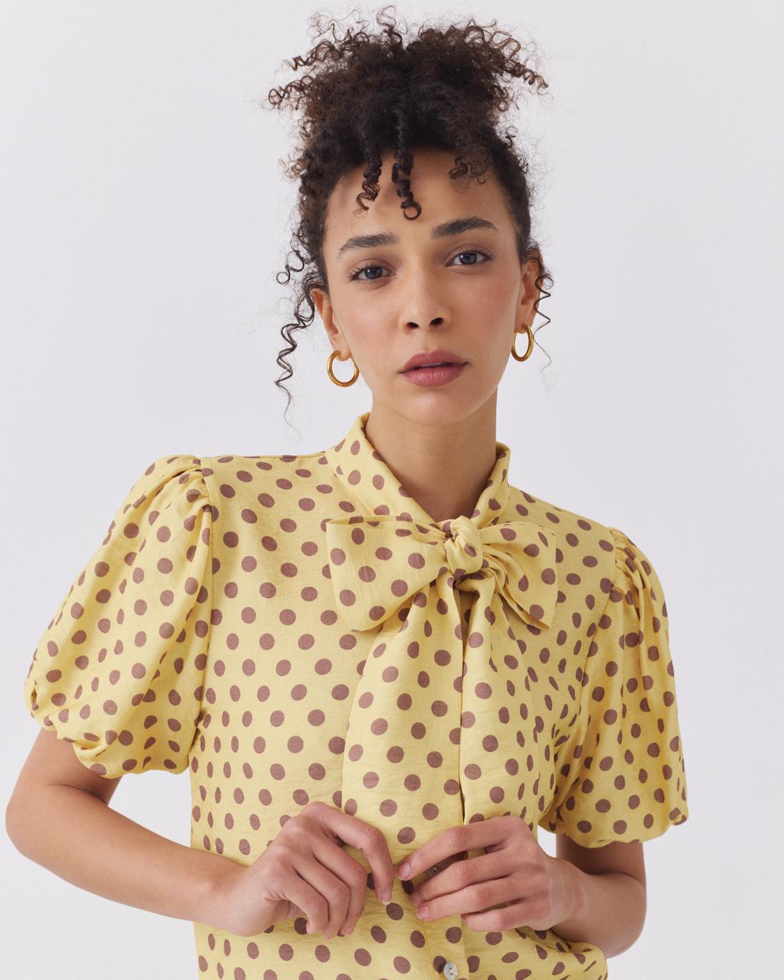 POLKA DOT PUFF SLEEVE BLOUSE
