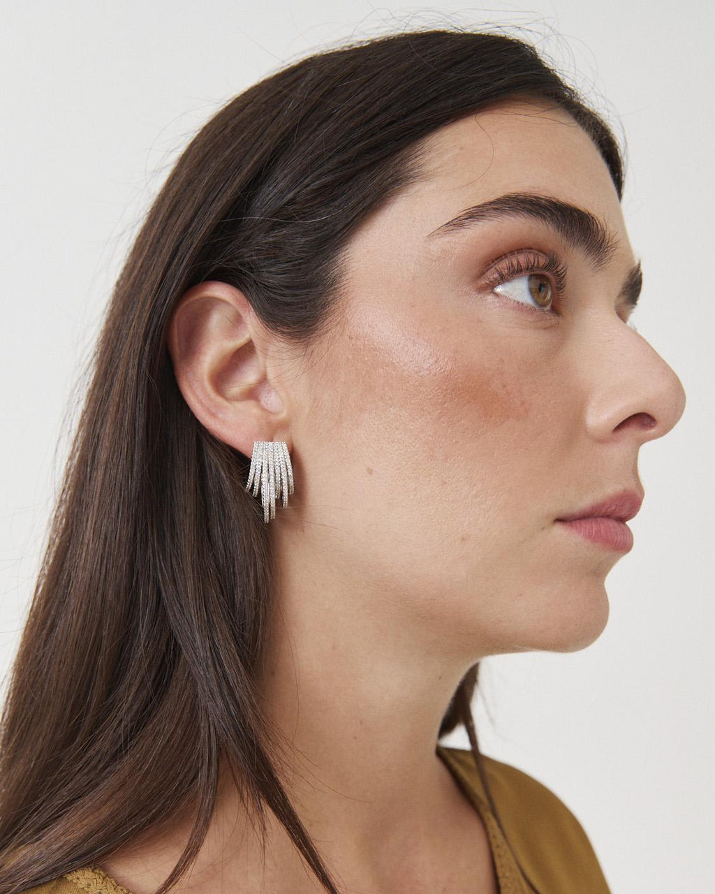 PENDIENTES AROS CASCADA PLATA