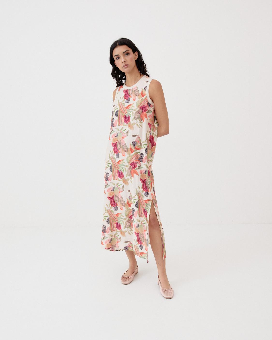 VESTIDO LARGO MANGA SISA ESTAMPADO