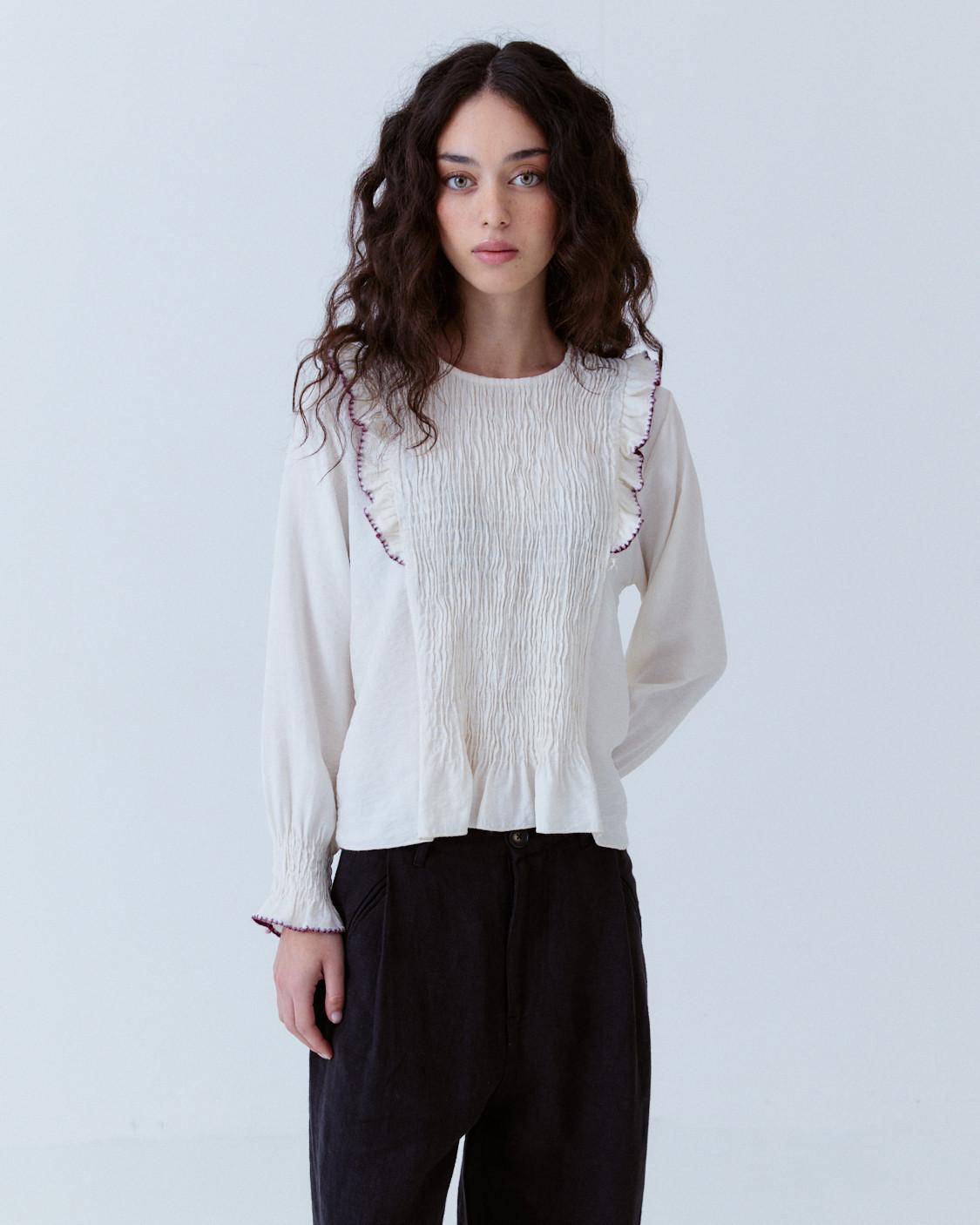 BLUSA VOLANTES NIDO DE ABEJA