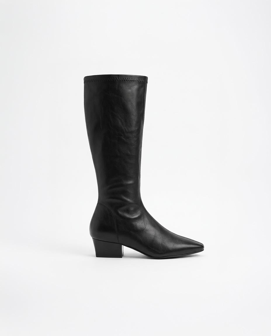 FAUX LEATHER KNEE-HIGH BOOTS
