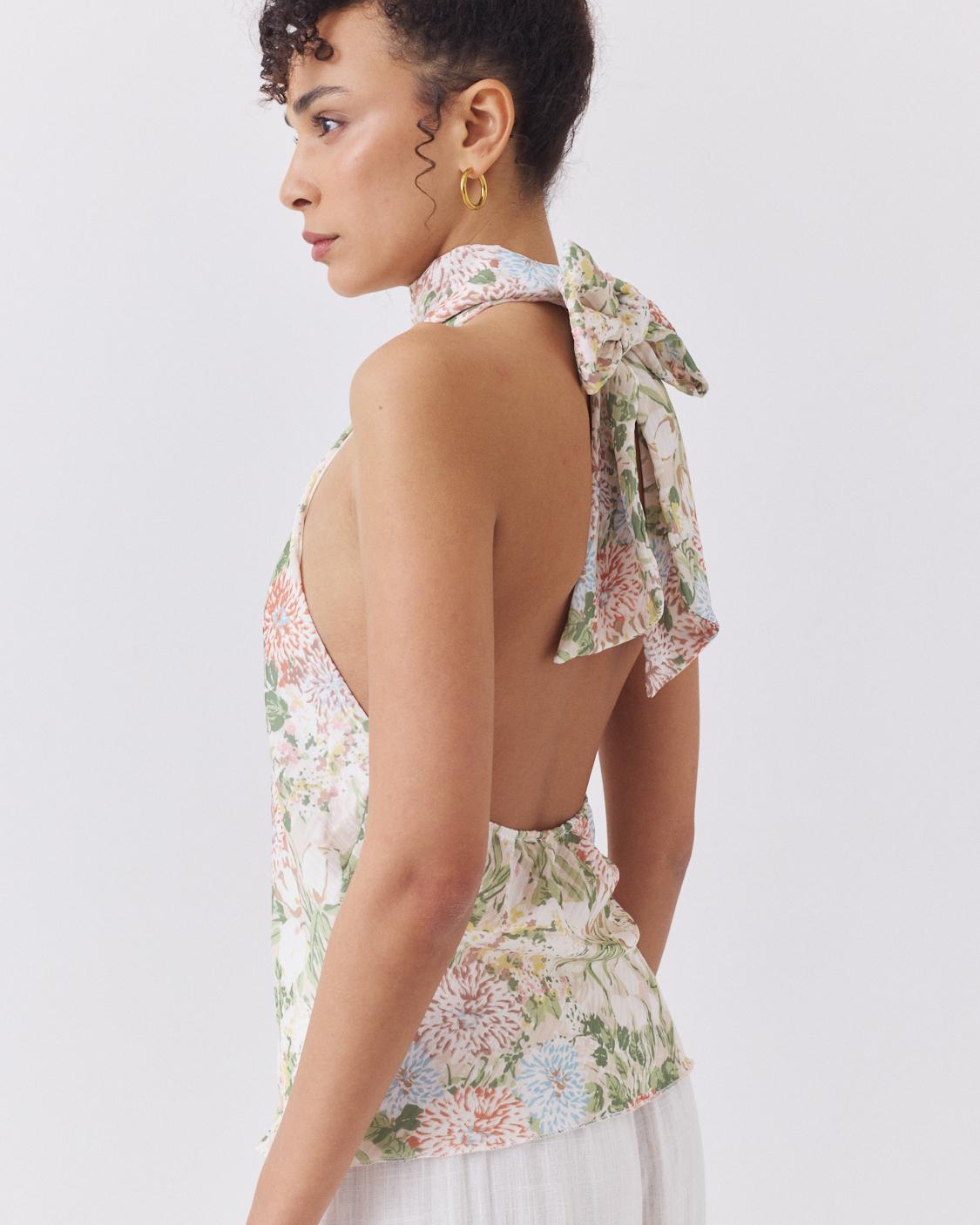 TOP CUELLO HALTER ESTAMPADO
