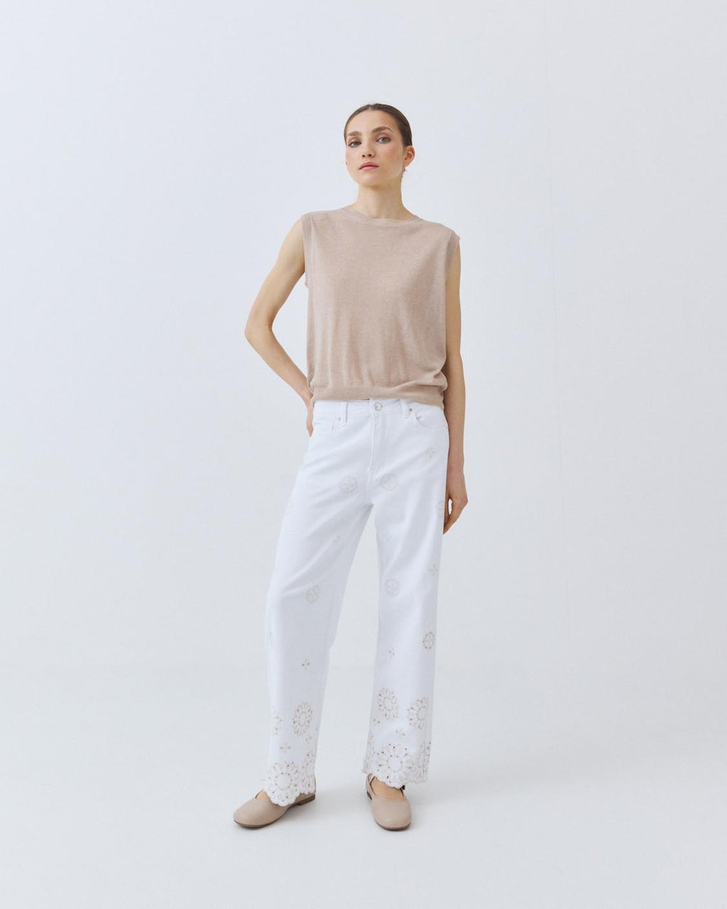 EMBROIDERED HEM TROUSERS