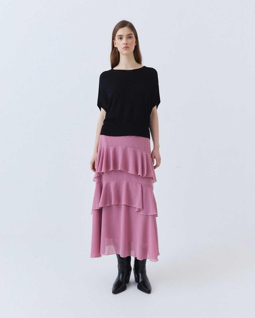 FALDA LARGA CAPAS VOLANTES