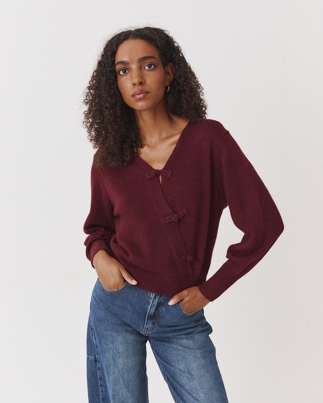 TOGGLE BUTTON V-NECK CARDIGAN