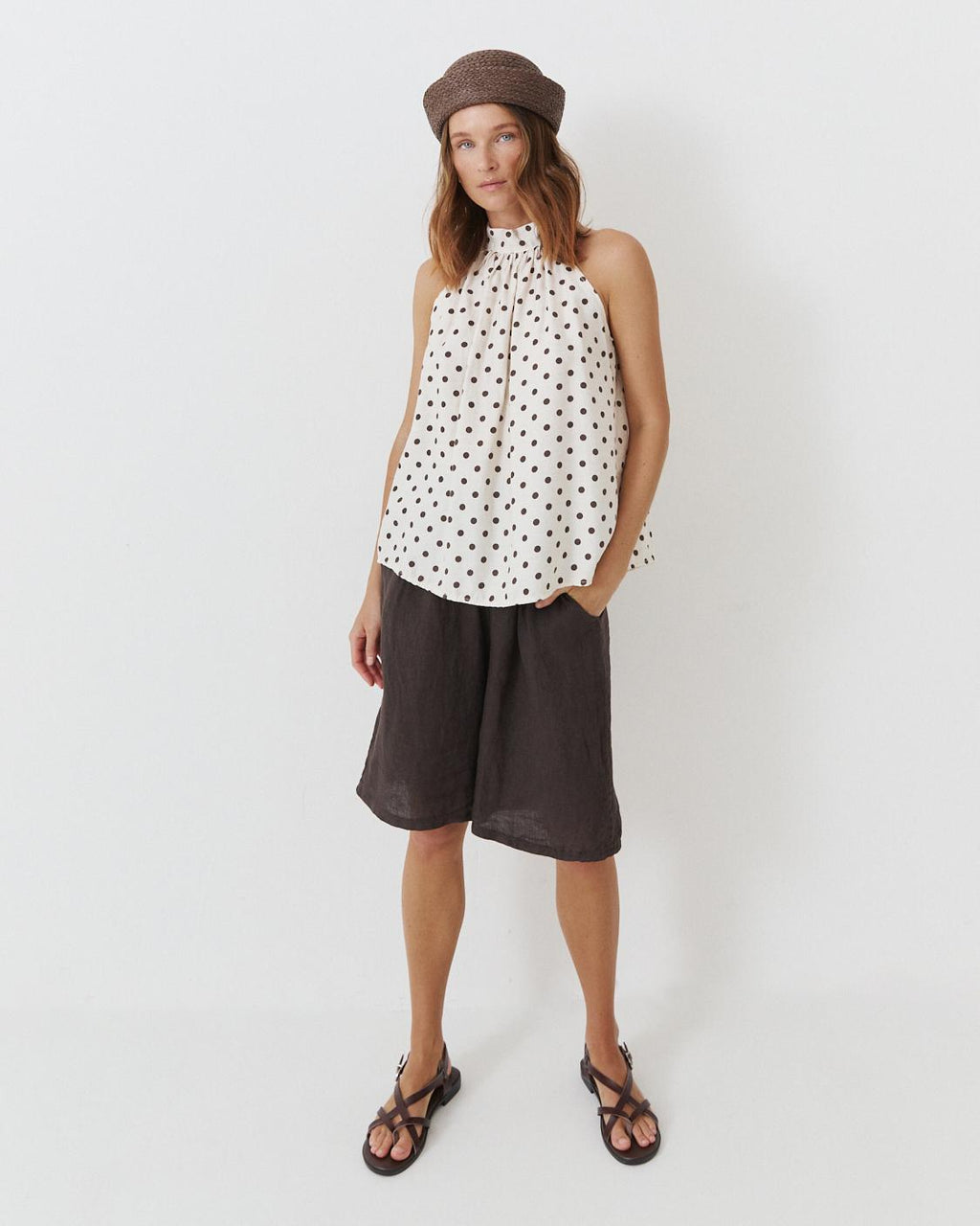 POLKA DOT HALTER TOP