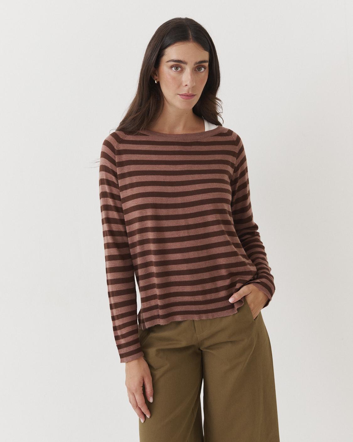 STRIPED CREW NECK SWEATER