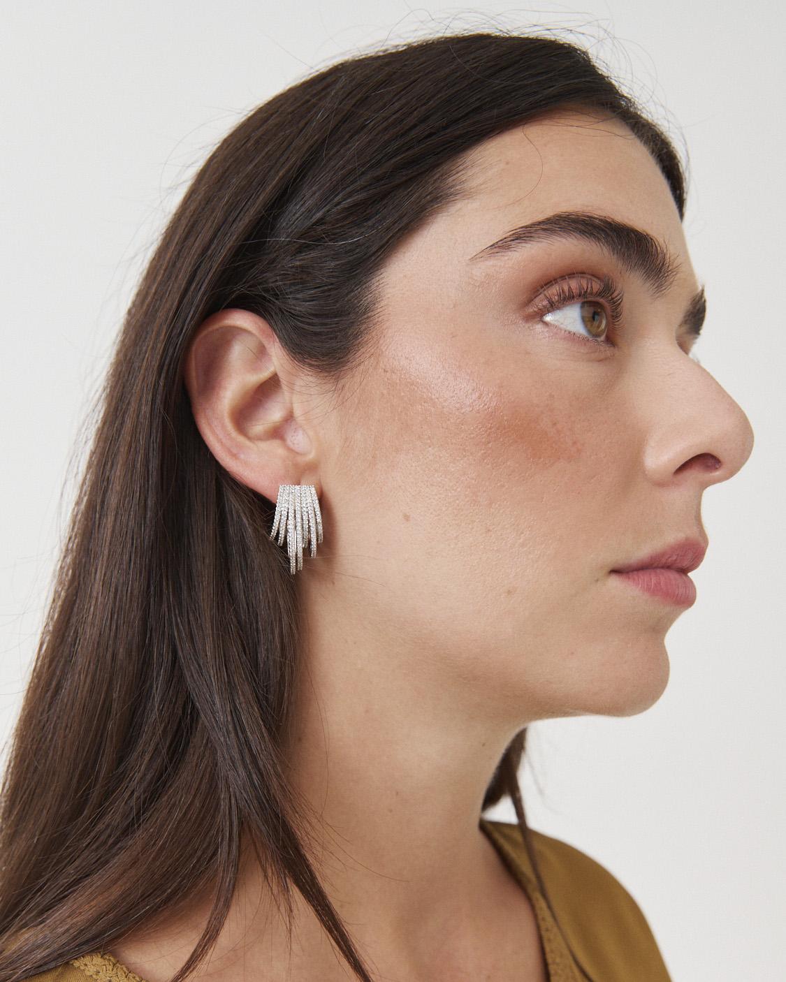 PENDIENTES AROS CASCADA PLATA