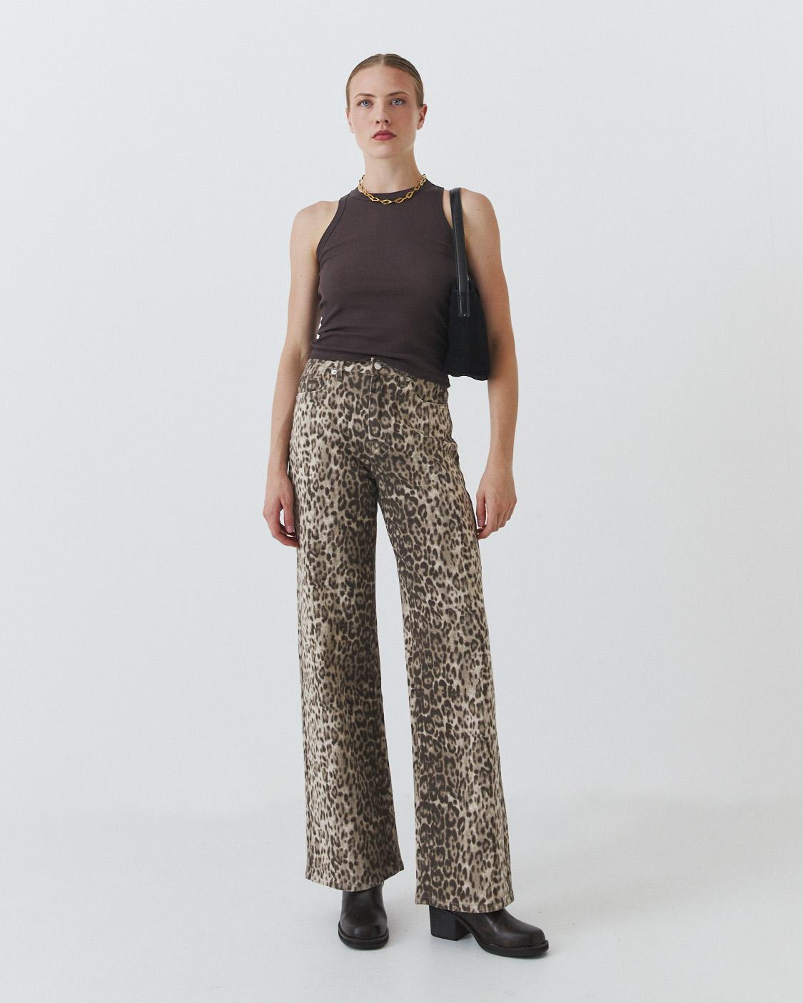 JEANS WIDE LEG LEOPARDO