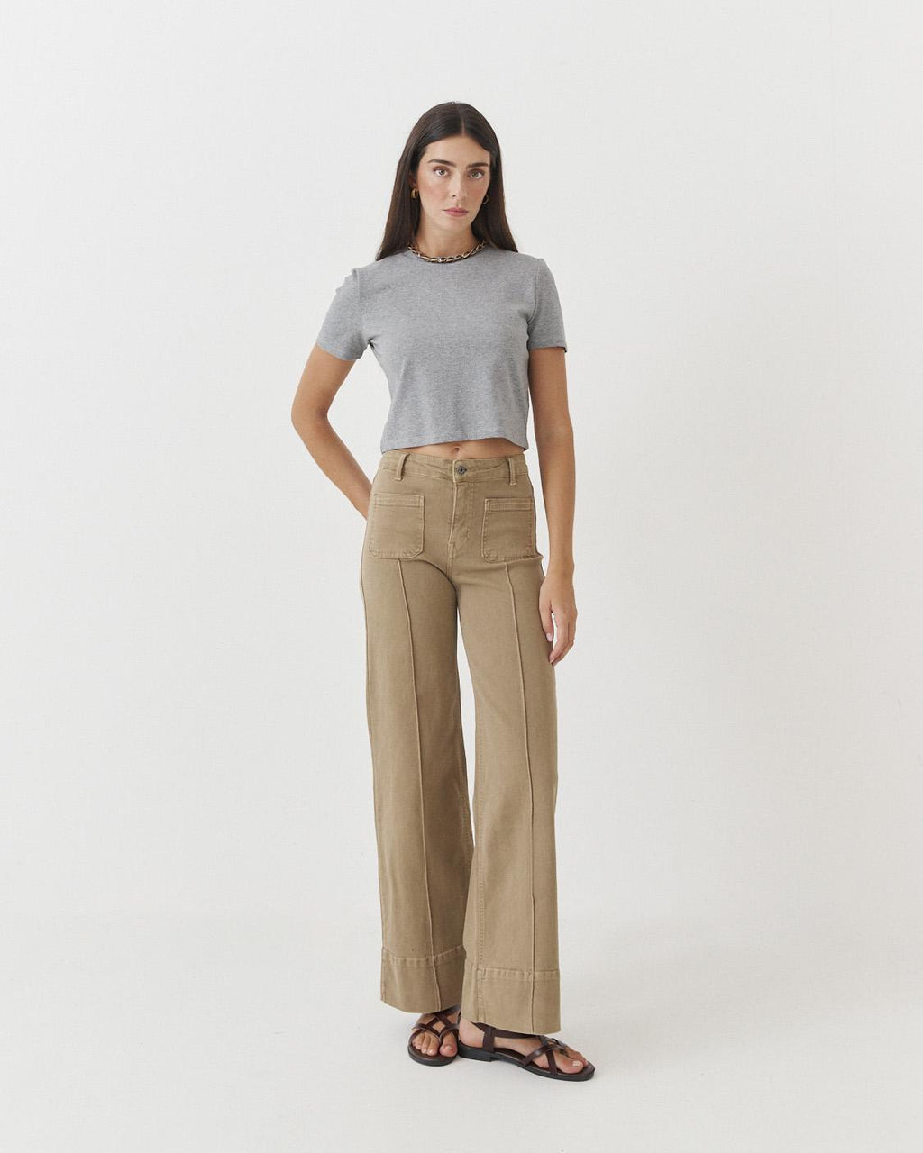 JEANS WIDE LEG COSTURAS