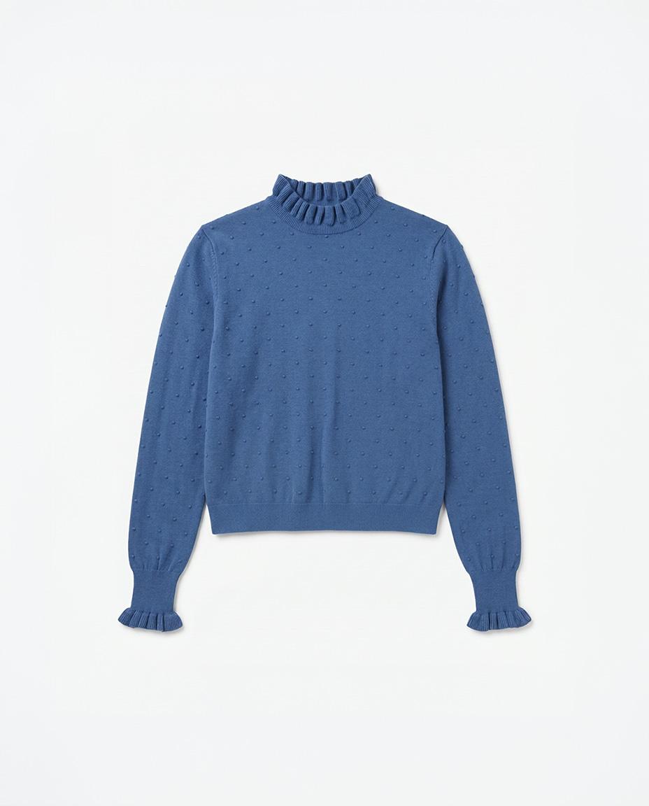 RUFFLE COLLAR KNIT SWEATER