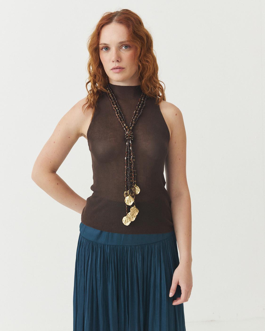 COLLAR MÚLTIPLE NUDO MADERA