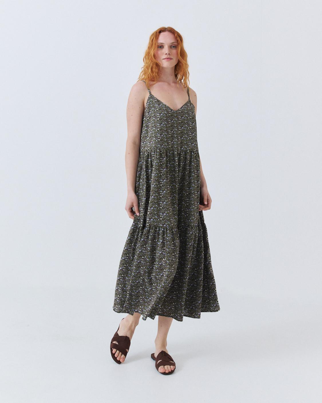 VESTIDO MIDI TIRANTES VOLANTES