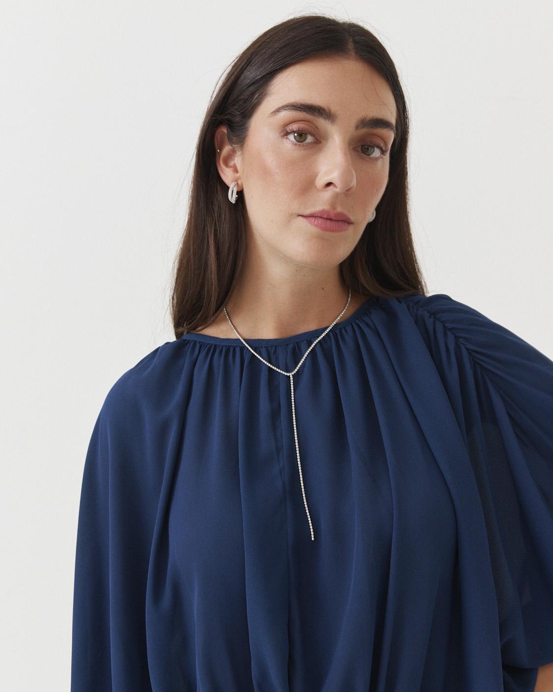COLLAR PLATEADO BRILLANTES TIPO Y