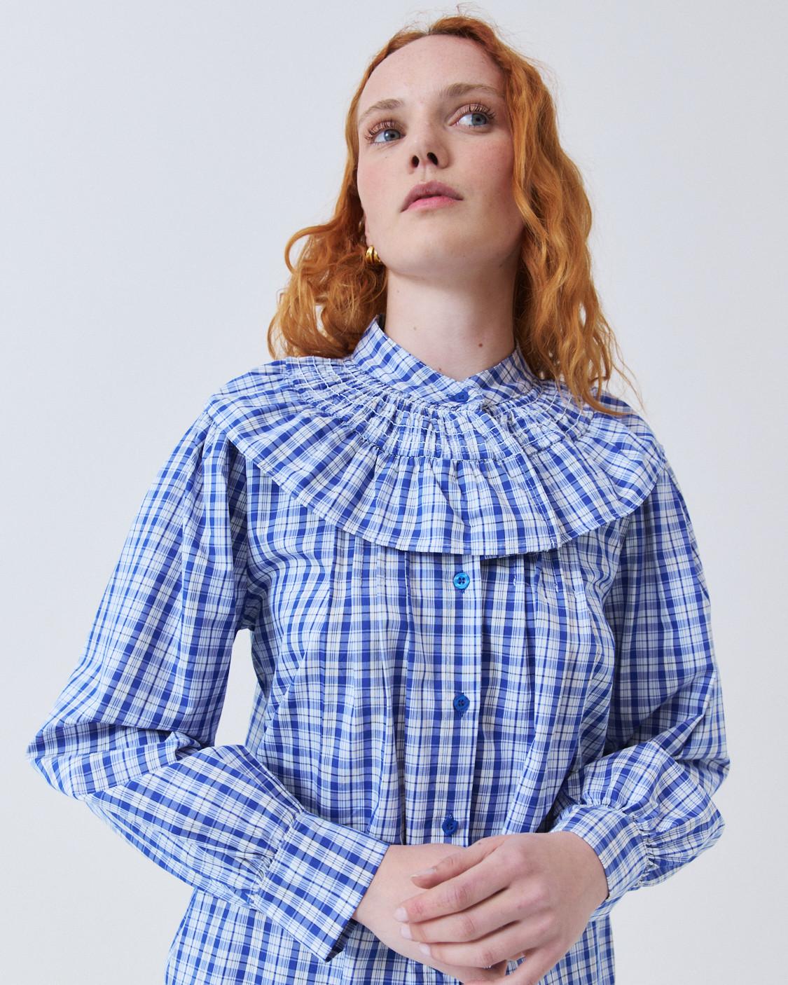 CAMISA CUADROS CUELLO VOLANTE
