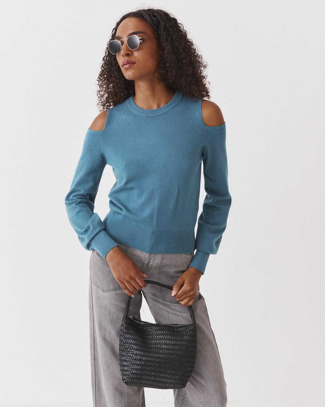 SHOULDER CUT-OUT SWEATER