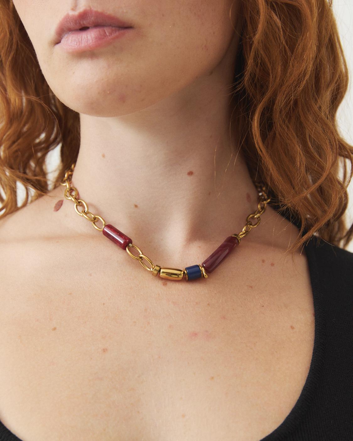 COLLAR CORTO ESLABONES RESINA