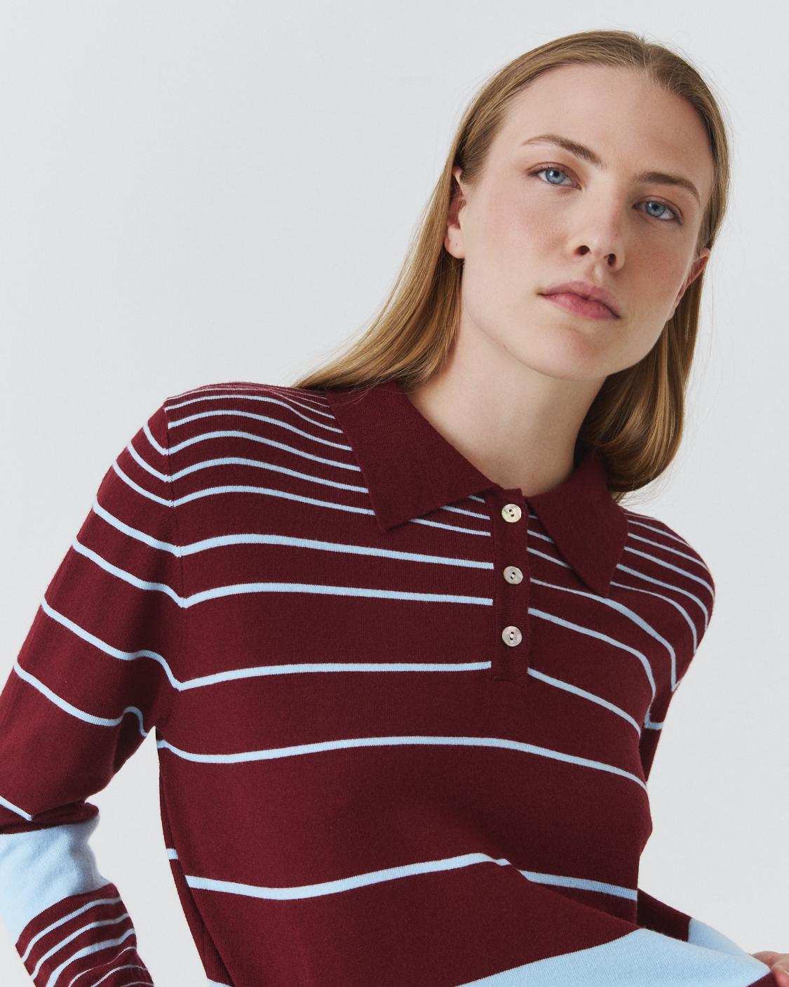 STRIPED KNIT POLO SHIRT