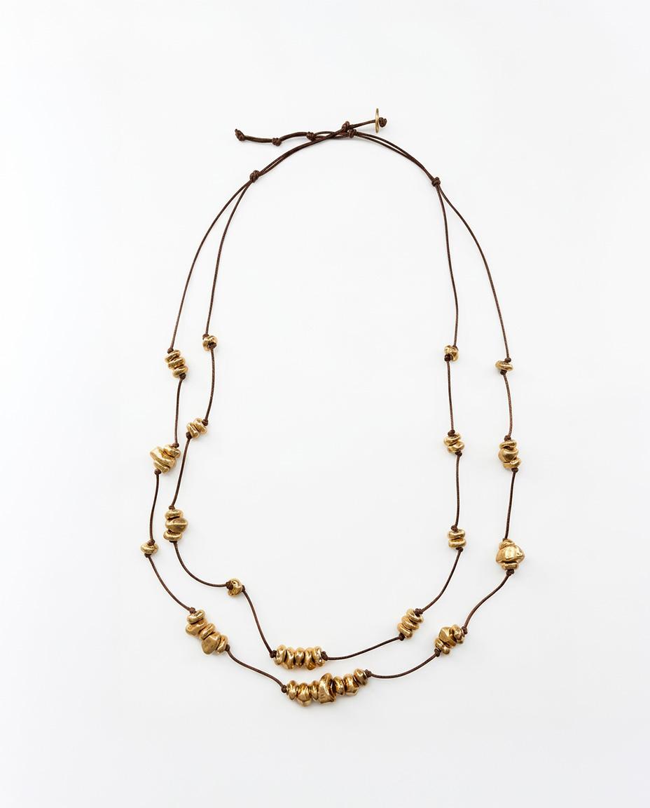 COLLAR LARGO DOBLE METAL DORADO