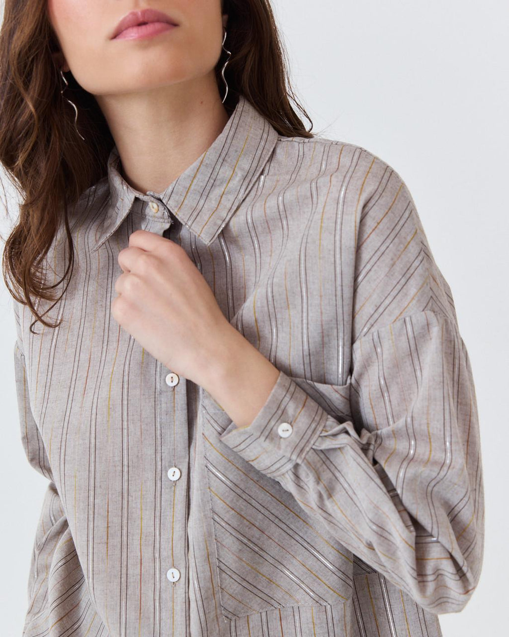 STRIPED SEQUIN SHIRT