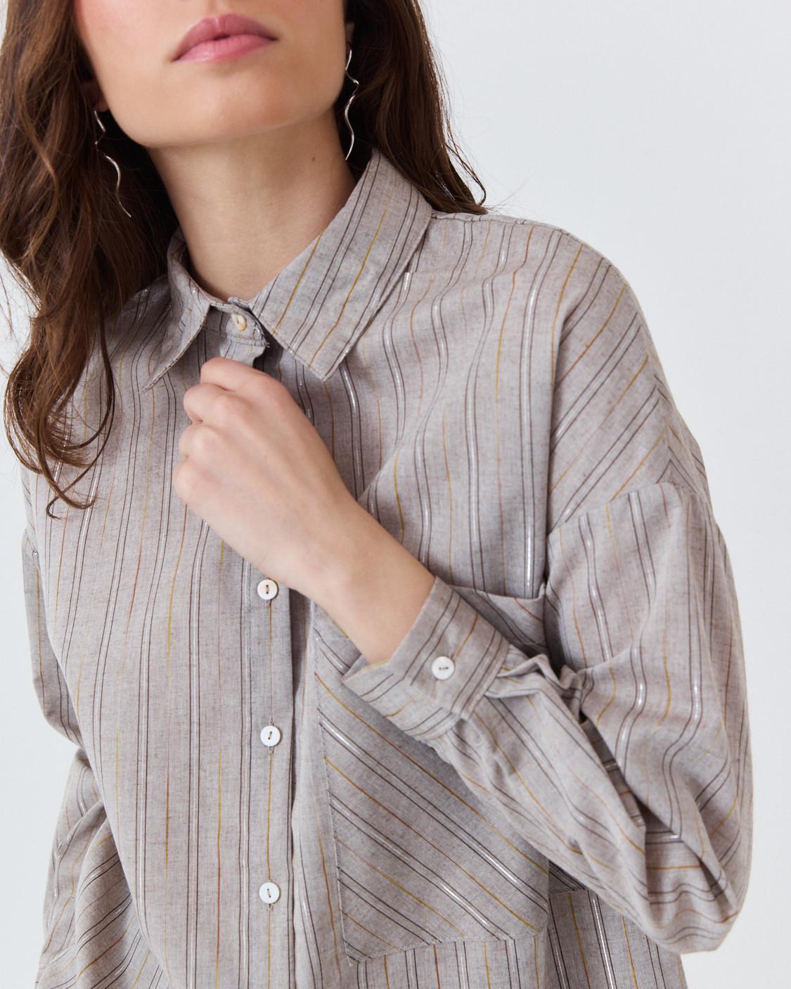 STRIPED SEQUIN SHIRT